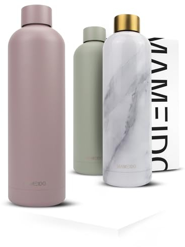 MAMEIDO Borraccia termica 750 ml, Borracce termiche anti-perdita, thermo bottle acciaio inox senza BPA, bottiglia termica (Powder Blush)