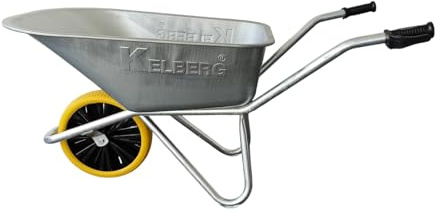 Kelberg Schubkarre Agro 130L – 1-Rad – verzinkte Stahlmulde – stabile BAU-Schubkarre – 200 kg Traglast – für Garten, Hof & Baustelle PU Lite Rad