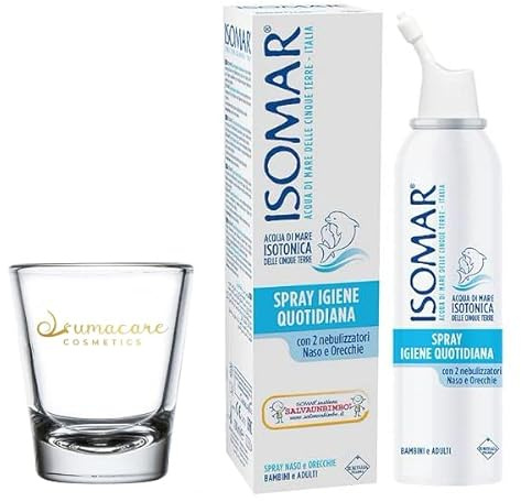 Isomar spray naso decongestionante bambini e adulti acqua di mare ipertonica delle cinque terre per raffreddore sinusite e rinite allergica + bicchierino omaggio (Spray igiene quotidiana 100 ml)