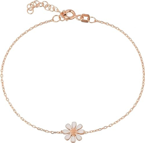 Einzelstück® Armband Daisy mit Gänseblümchen I Armkette 925 Sterling Silber 18K vergoldet I Antiallergen & Nickelfrei