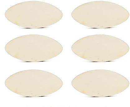 10pcs Wooden Rugby Ball Craft Shape Unfinished Cutouts Blank DIY Slices 4mm Plywood Pieces Art Ornament Decoration (10cm)