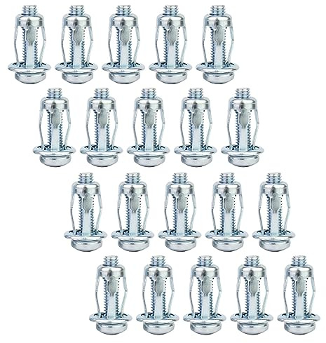 Milageto 20x Tuercas Jack para Tornillo de Pétalo de Metal Tacos Largos Cortos Anclajes de Pared Hueca Anclajes de Tornillo Tapones de Expansión para, 4x20mm