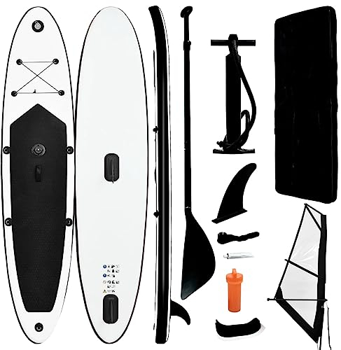 SKM Aufblasbares Stand-Up-Paddleboard Set mit Segel Schwarz Weiß, Weight: 19 kg, 92736