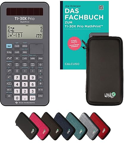TI-30X Prio MathPrint inkl. Schutztasche Schwarz & Fachbuch (80 Seiten, DIN A5) – Wissenschaftlicher Rechner – Smart Set
