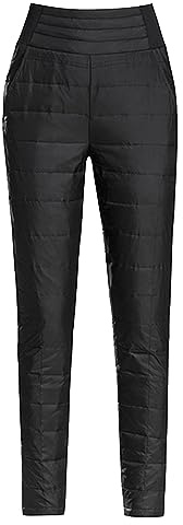 ATOFY Womens Down Pants Winter Warm Elastic High Waist Quilted Ultralight Puffy Snow Ski Pants Trousers