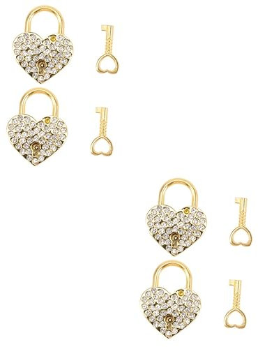 Housoutil 4 Stück Münzbankschloss Vorhängeschloss Schubladen-kofferschloss Vorhängeschlösser Herz Liebesschloss Mini-metallschloss Kleines Schloss Legierung Gedenken Mini-schloss Liebhaber