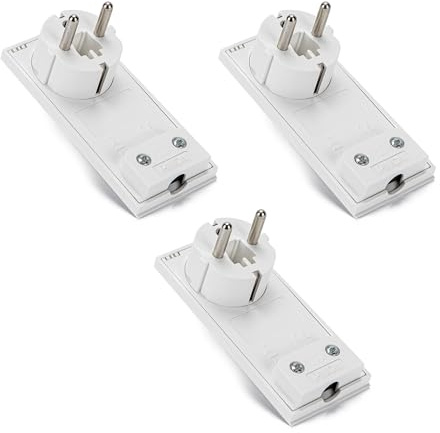 FANTON 80065-B3 3 Stück ultraflache Schuko-Stecker, schwenkbar, 2P+T, 16 A, Modell Clock, Farbe Weiß