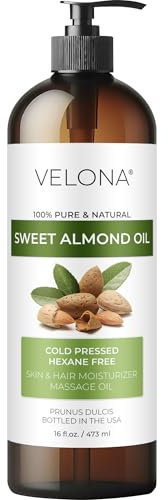 velona Sweet Almond Oil - 16 oz | 100% Pure and Natural Carrier Oil | Refined, Cold Pressed | Skin, Hair, Body & Face Moisturizing | Use Today - Enjoy Results…