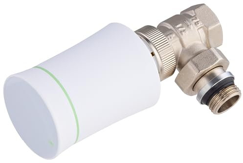 Robinet thermostatique équerre 15x21 (1/2) nickelé + tête connectée blanche NOYON & THIEBAULT