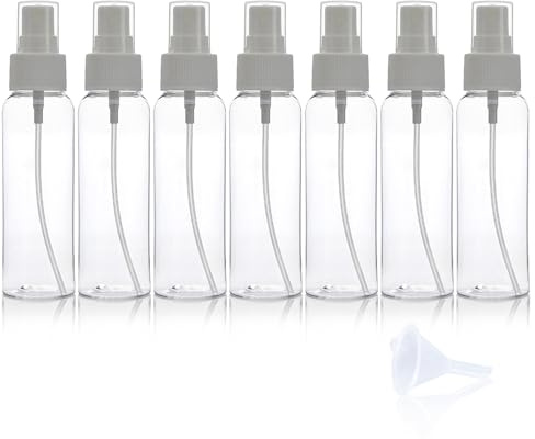 Fine Mist Nachfüllbare Kunststoffflaschen, Mini-Sprühflaschen, transparent, Kunststoff, Urlaub, Reisen, 50 ml, 7 Stück