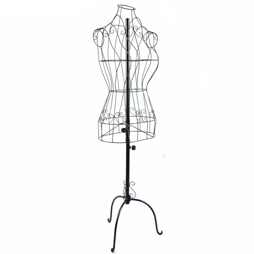 HPDTZ Manichino decorativo per abiti, modello Torso, regolabile e leggero, ideale per la presentazione di abbigliamento da donna (nero)