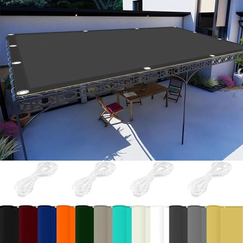 Sonnenschutznetz 2.2 x 2.5 m 98% UV Schutz Balkon Regenschutz Sonnensegel mit Ösen Und Kordel,PES Polyester für Balkon Terrasse Garten Camping, Dunkelgrau