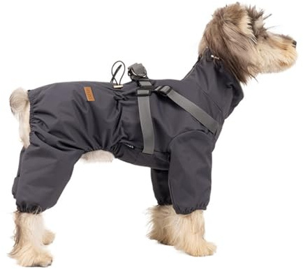 Hunde Regenmantel mit hoher Wasserdicht für Hunde Reflektieren der Vier Bein iger Regen-Overall für Welpen kleines mittleres Haustier-Gray||M