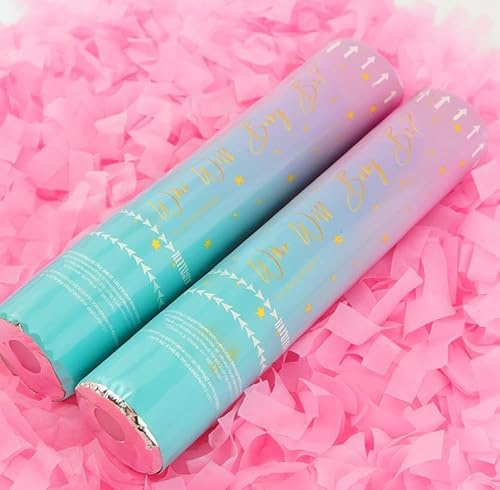 Party Girl - Cañones biodegradables para revelación de género, color rosa y blanco, paquete de 2