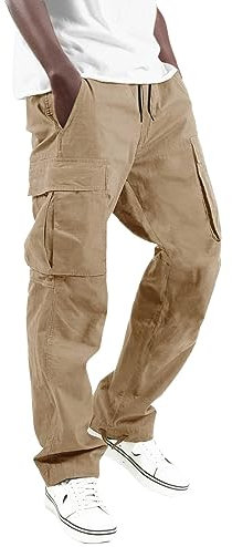 Cargohose Herren Baggy Camouflage Druck - Arbeitshosen Männer Stretch Sommer Cargo Hose Stoffhose Kordelzug Taille Lang Sommerhose Freizeithose Leichte Fitness Jogginghose Wanderhose mit Taschen