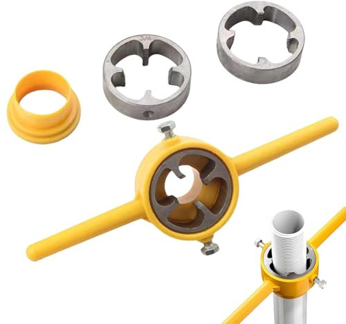 Rohreinfädler-Set, PVC-Rohr, rundes Schneideisen-Set, wiederverwendbares Rohrgewinde, rundes Schneideisen-Set mit 1,27 cm, 3/4 Zoll, 2,5 cm Stanzformen, inklusive Schraubenschlüssel