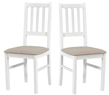 LeafDesign Küchenstühle 2er Set - Stuhl Buche Massiv - Esszimmerstuhl 120 kg - Stühle Esszimmer 2er Set - Holzstuhl - Esstischstühle - Esszimmerstühle Holz - Weiss - Neve 13