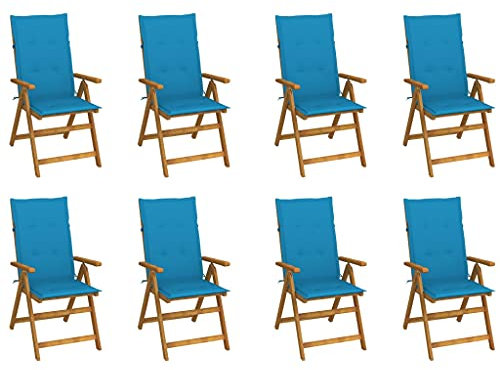 ShGaxin Klappbare Gartenstühle mit Kissen, Gartenmöbel, Balkonstühle, Chair Outdoor, Balkonmöbel, Bistrostuhl, Balkonset, Garten Stühle, Armlehnenstuhl, 8 STK. Massivholz Akazie