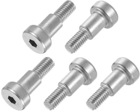 sourcing map 6Pcs 304 Stainless Steel Shoulder Bolt 8mm Shoulder Dia 10mm Shoulder Length M6 Thread Hex Socket Shoulder Bolts for Textile Hydraulic Injection Molding Machinery Industries