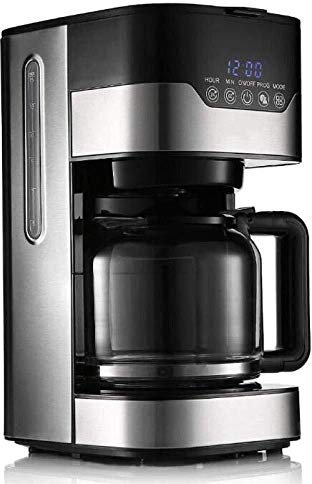 CNNKWXTW Coffee Machines Drip Type Filter Coffee Pot Automatic Tea Maker Tea Machine with Glass Pot 1.5L Large Capacity Clock Anti-Drip Coffee Pot, Black