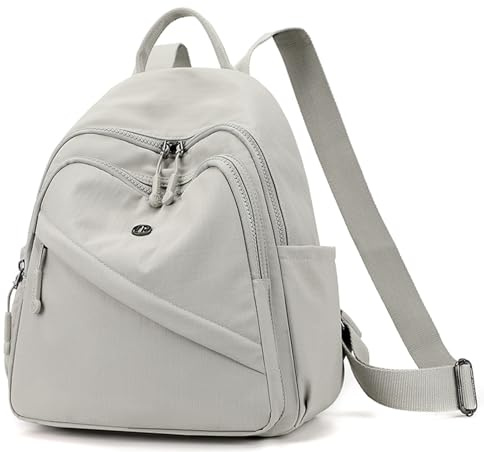 Mochila Wafybsre para mujeres, pequeña, mini de nylon, bolsa de viaje, bolsa de hombro, linda, ligera, mochila de todos los días para damas, Gris Claro, 26*12*33CM