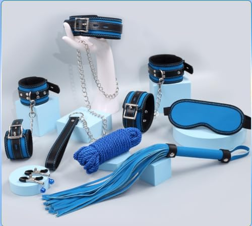 Blue Premium PU Leather 7 Piece Set for Couple Luxury Bedroom Sport Fashion Single
