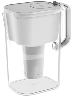 HOMEWATER 10-Cup Pitcher Filter (White) – BPA-Free, High-Capacity 2.4L Pitcher with Fast-Flow Carbon Filter, Wide Mouth for Easy Pouring, Removable Filter Replacement, Locking Lid, and Dishwasher-Safe