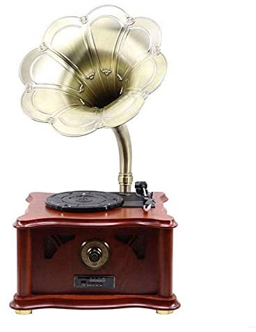 SGKOMN Gramófono, Herencia Vintage clásica, decoración del hogar, Retro, Antiguo, gramófono, fonógrafo, Tocadiscos de Vinilo con bocina, Compatible con función Bluetooth, Adecuado para, B