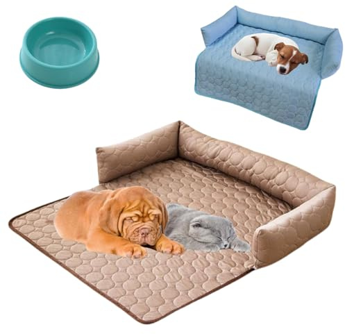 HItianya Heat Relief Cooling Dog Bed, KüHlendes Sofabett, Betten Hund KüHl, KüHlbett füR Hunde, Halten Sie Ihr Pelziges Baby KüHler und Komfortabler (Kaffeebraun, 90 * 90cm)