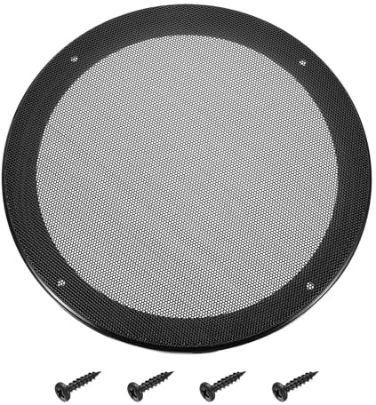 sourcing map Cubierta de malla para altavoz de 8 pulgadas, cubierta de metal para altavoz de subwoofer, protector de rejilla de malla con marco de plástico ABS negro para accesorios de audio de coche