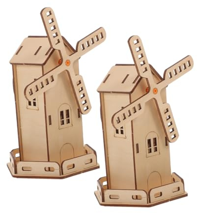 LRXIYODE 2 Sets DIY Wooden Solar Windmill Kits Safe Wood Material Stem Science Experiment Projects for School-age Boys Explore Renewable Solar Energy and Build Practical Skills