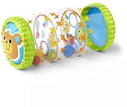 Fauitay Aufblasbare Rolle für Babys, Krabbelrolle aus PVC, Spielzeug für frühe Entwicklung mit Bällen und Glocken für Babys von 3 Monaten bis 3 Jahren