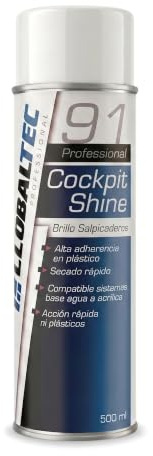GLOBALTEC PROFESSIONAL Abrillantador Salpicadero Coche Sin Siliconas — Limpiador y Renovador de Plásticos Interiores, Antipolvo, Acabado Profesional — Spray 500 ml