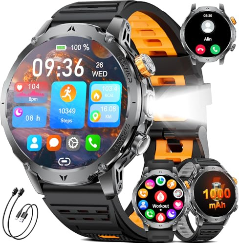 LIGE Smartwatch Uomo,1.7 HD Orologio/1000 mAh - 50 giorni in standby Smart Watch con Effettua/Risposta Chiamate,100+ Sportivo Fitness Tracker con Contapassi Sonno Cardiofrequenzimetro per iOS/Android