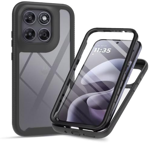 For Motorola Moto G67 /G77 / G87 Case with Built-in Screen Protector Military Grade Shockproof Clear Cover 360 ° Full Body Protective Rugged Bumper Phone Case for Motorola Moto G67 /G77 / G87 Black
