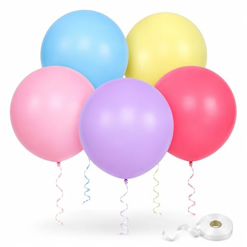 Tourima 5 stycken ballonger stor, 36 tum XXL-ballong, 90 cm latex jätteballong, stor heliumballong, färgglada makroner, latexballong för bröllop, födelsedag, dop, babyfest, festdekoration