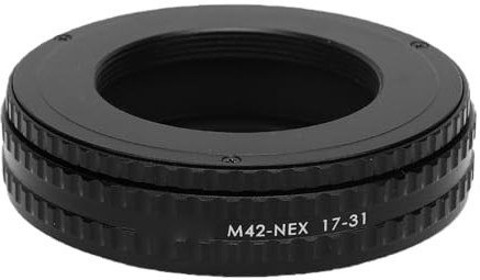 Bewinner Adattatore per Attacco Obiettivo da M42 a NEX, Tubo di Messa a Fuoco Macro Regolabile 17-31mm, Adattatore per Fotocamera a Baionetta in Lega di Alluminio CNC per Obiettivo Vintage Al Corpo