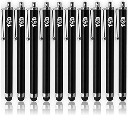 TCD 10 Pack Stylus Pen Set - Touch Screen Devices, Thick Rubber Tip - Black | Universal Capacitive Pen for iPad, iPhone, Tablet, Laptop, Premium Bulk Stylus Pens for Writing, Drawing, and Note Taking