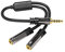 KabelDirekt – Adaptador Divisor 3,5mm Jack (4 Polos, para micrófono Externo, para Auriculares y micrófono Externo)