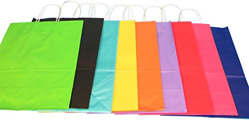 Pro DP 250 Papiertragetaschen Papiertüten Einkaufstüten farbig bunt mit Kordel Henkel 9 5 Größen zur Auswahl (32+12x41cm, Gelb)