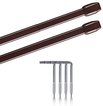 Bastoni per tende estensibili, 2 aste per tende con ganci a vite (colore: marrone, dimensioni: 80-120 cm).