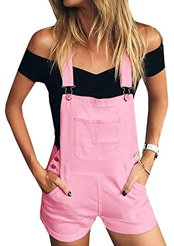 AnyuA Ladies Denim, Pinafore Dungaree, Shorts Jumpsuit, with Pocket