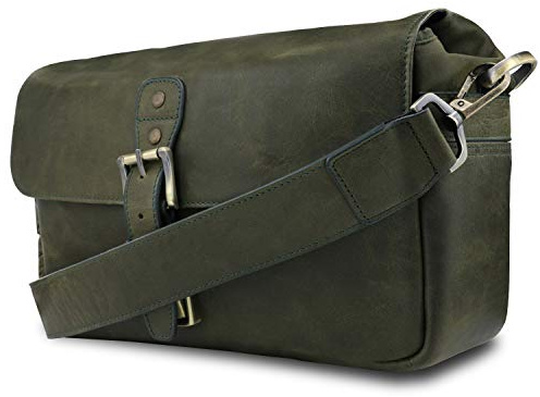 MegaGear Torres Mini Bolsa de mensajería de la cámara de cuero genuina para cámaras sin espejo, instantáneas y DSLR - Maroon