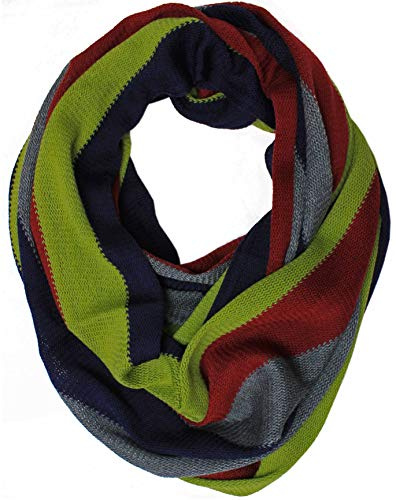 Rotfuchs Strickschal Loopschal 100% Wolle extrafein Streifendesigen grün rotgbraun grau marine