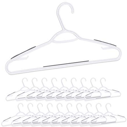 Relaxdays 100 Perchas Ropa Antideslizantes, Barra Pantalones o Faldas, Colgador Corbatas, Plástico-Goma, Blanco