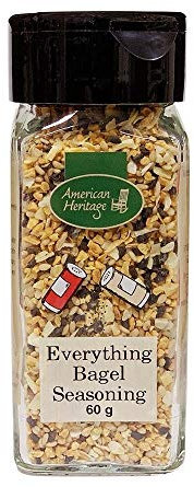 American Heritage Everything Bagel Seasoning, miscela di spezie con aglio tostato, cipolla, sesamo, semi di papavero e sale marino della California, perfetta per formaggio fresco, panini, 60 g