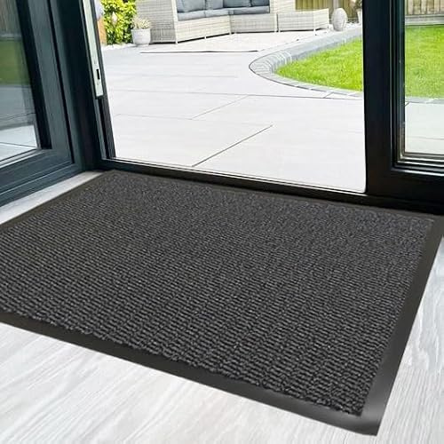 RSM RUGS Heavy Duty Non Slip Grey Black Barrier Mats - Available in 18 Sizes (90cm x 150cm)