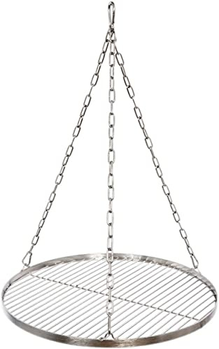Grillrost 40 cm mit Kette Edelstahl für Schwenkgrill 3 Bein Grill Rost 14 mm Stababstand BBQ