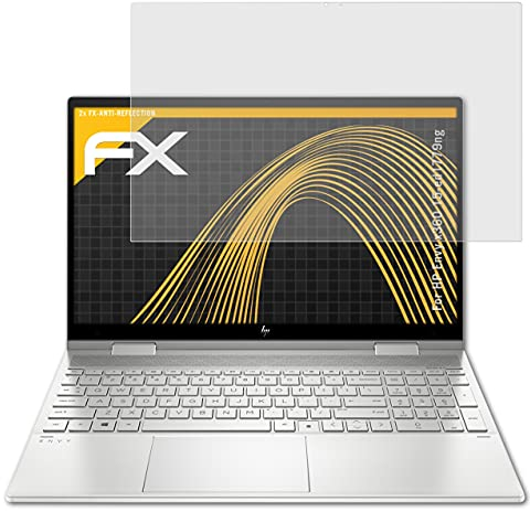 atFoliX Panzerfolie kompatibel mit HP Envy x360 15-ed1779ng Schutzfolie, entspiegelnde und stoßdämpfende FX Folie (2X)