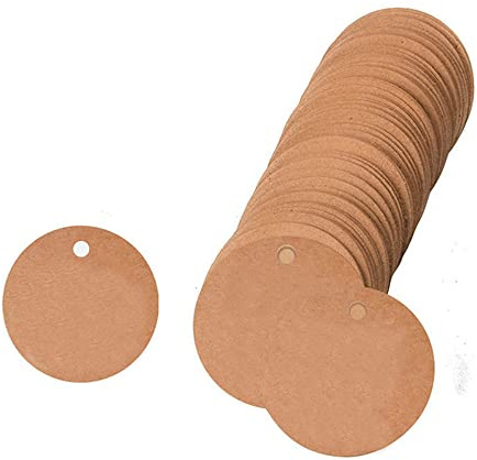 GIVBRO Blanko-Geschenkanhänger, Kraftpapier, zum Aufhängen, runde Karten für Süßigkeitenschachteln, Dekoration, 4 cm, 100 Stück